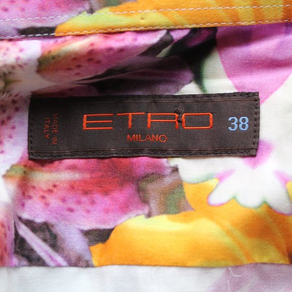 ETRO Floral Geometric Print Cotton Shirt Blouse Colourful Size EU 38/ Small - Picture 8 of 9